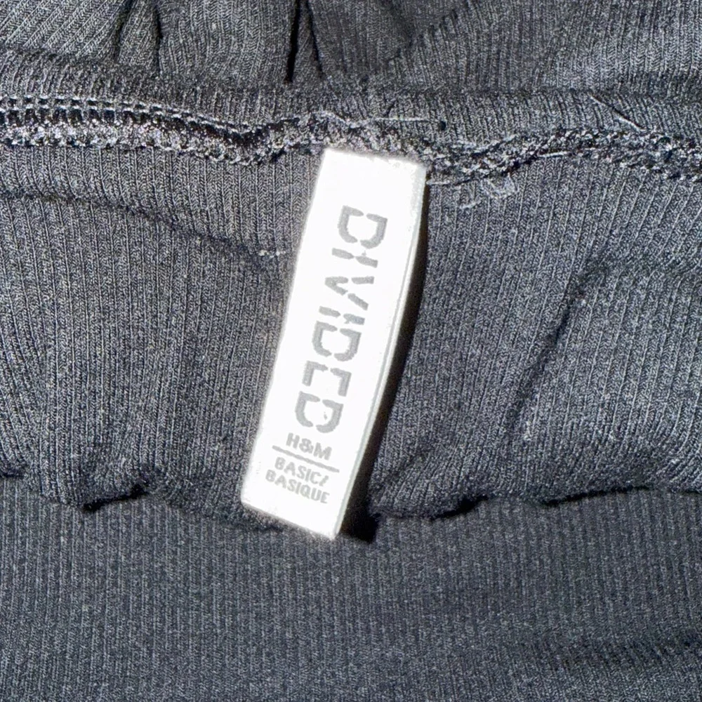 H&M Ribbed Turtleneck Shirt Fitted Viscose Long Sleeves Black Size S